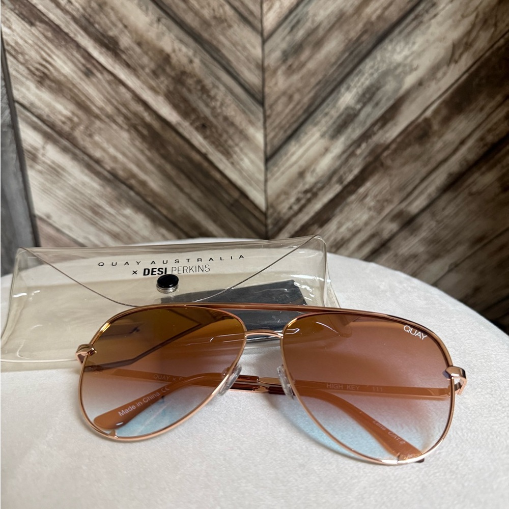 Quay Australia Rose Gold Aviator Sunglasses